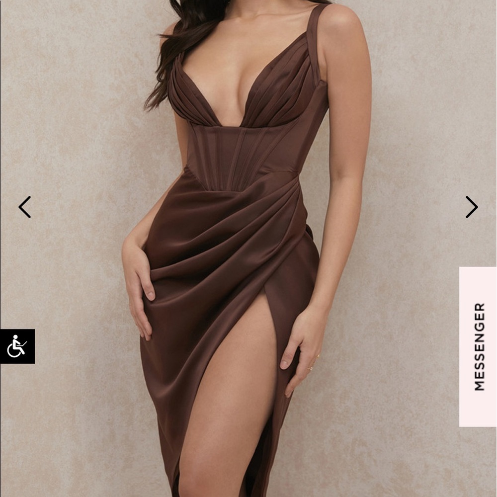 HOUSE OF CB MIDI BROWN DRESS